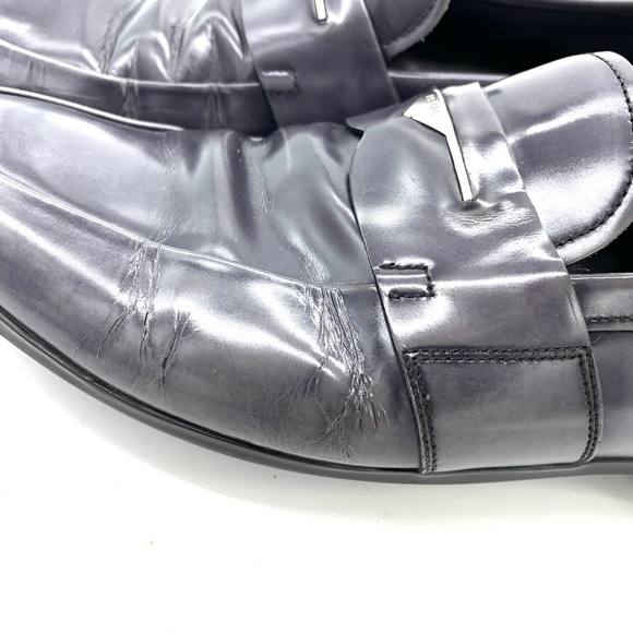 Prada Gray Marble Patent Leather Loafers Men - Picture 10 of 16
